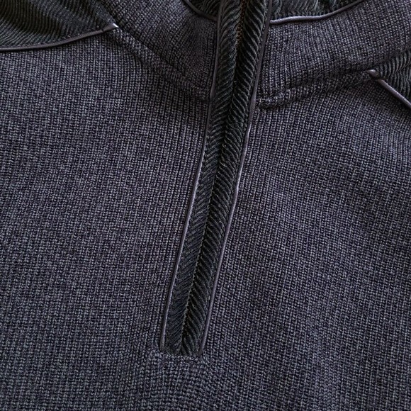 Amerigo Vespucci Made in Italy Pure Wool Leather Trimmed 1/4 Zip Sweater XL - Picture 8 of 14